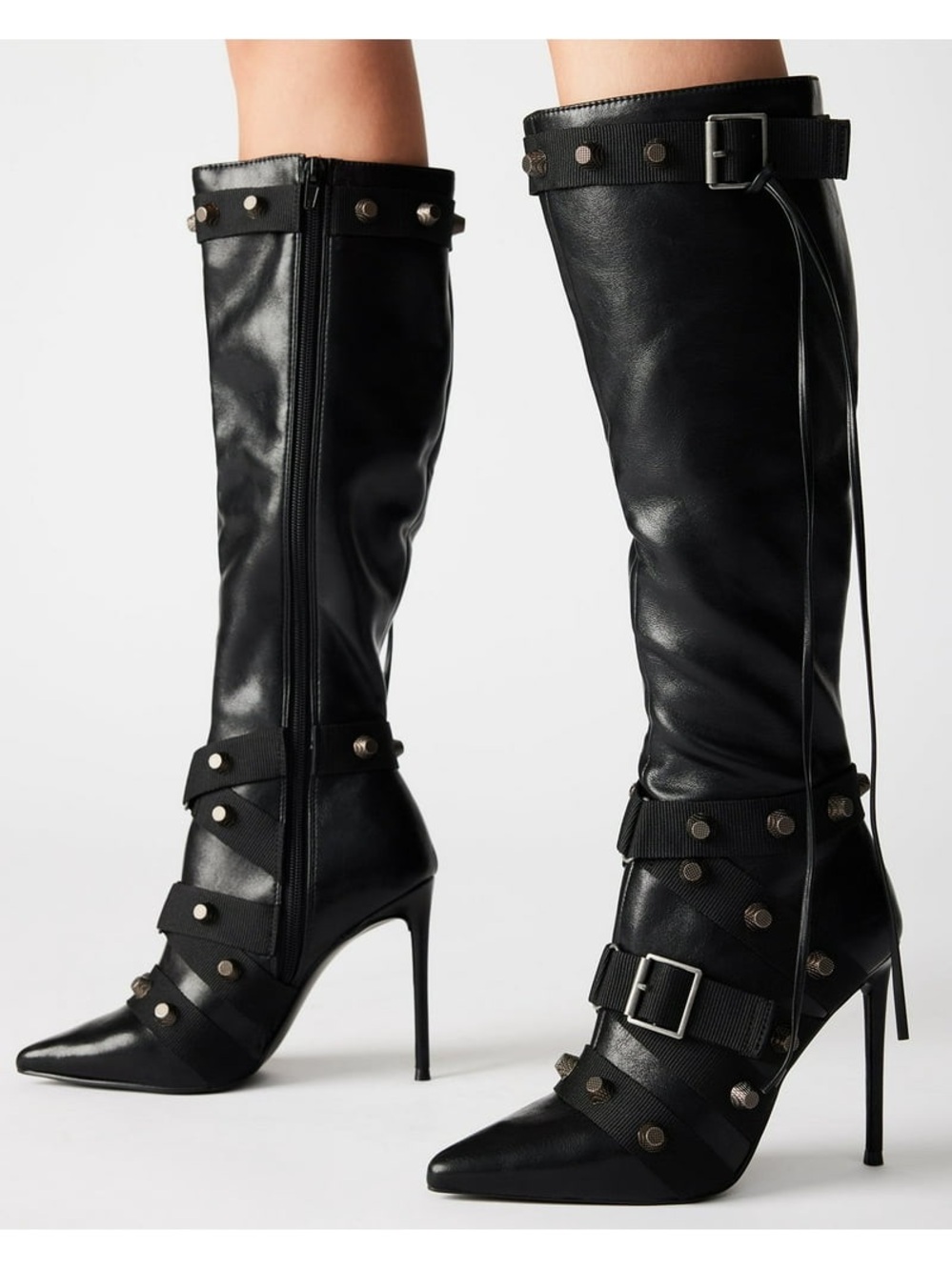 Steve Madden Womens Fink Faux Leather Embellished Knee-High Boots 8.5 NWOT